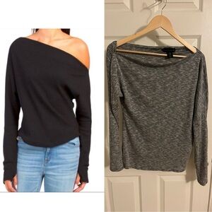 House of Harlow 1960 Dolman Off the Shoulder Top, Medium, Grey